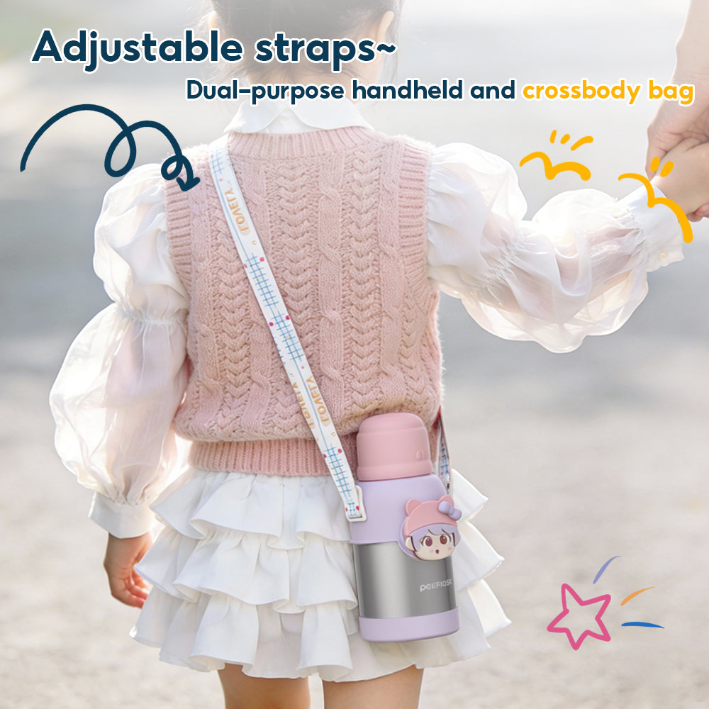 Peliflask 500ml Children's Cartoon Water Kettle Portable Outdoor Kettle Tumbler With Straw And Lid