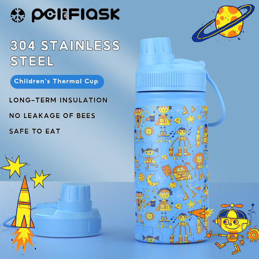Peliflask 12oz Kids Stainless Steel Water Bottle β Vacuum Insulated Child Tumbler Wide Mouth