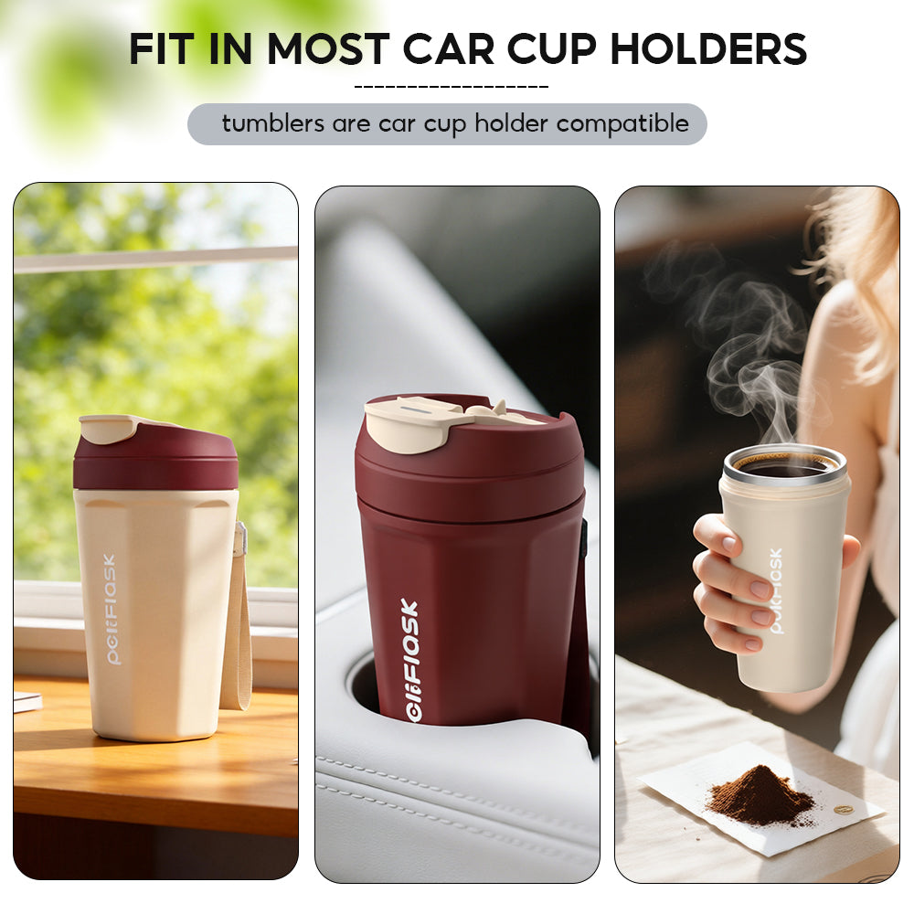 Peliflask 540ml Stainless Steel Coffee Mug – Leakproof Car Tumbler with One-Click Lid (Hot & Cold)