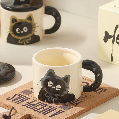 Peliflask Cute Cat Ceramic Mug with Lid – 360ML Kawaii Coffee Cup Gift