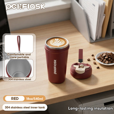 Peliflask 540ml Stainless Steel Coffee Mug – Leakproof Car Tumbler with One-Click Lid (Hot & Cold)