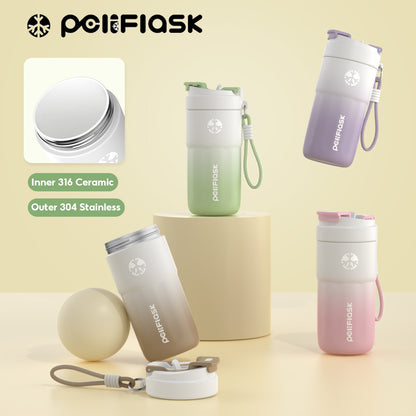 Peliflask Ceramic Lined Insulated Coffee Mug with Lid – 316 Stainless Steel Vacuum Travel Mug 400ml / 550ml