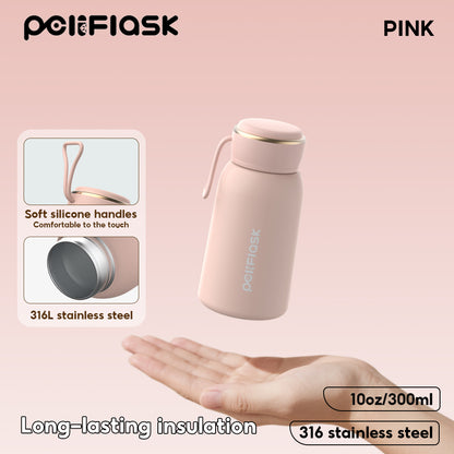 Peliflask 10oz Mini Vacuum Flask Portable Pocket Water Bottle Stainless Steel Cup Hot And Cold