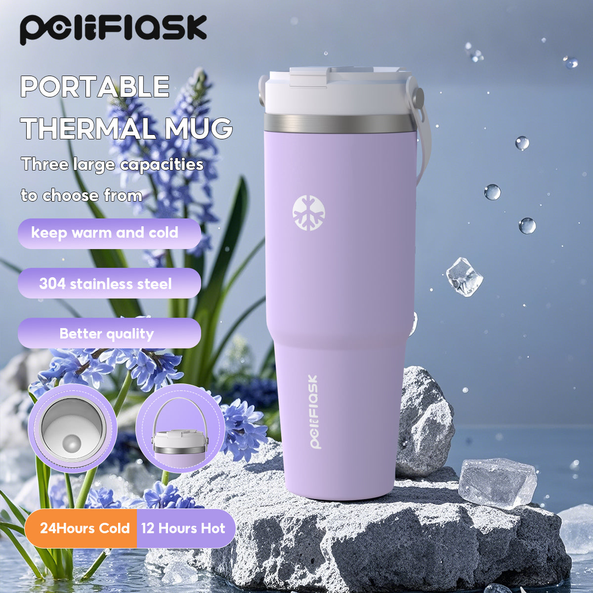Peliflask 35oz Stainless Steel Insulated Tumbler – Vacuum Travel Mug with Handle
