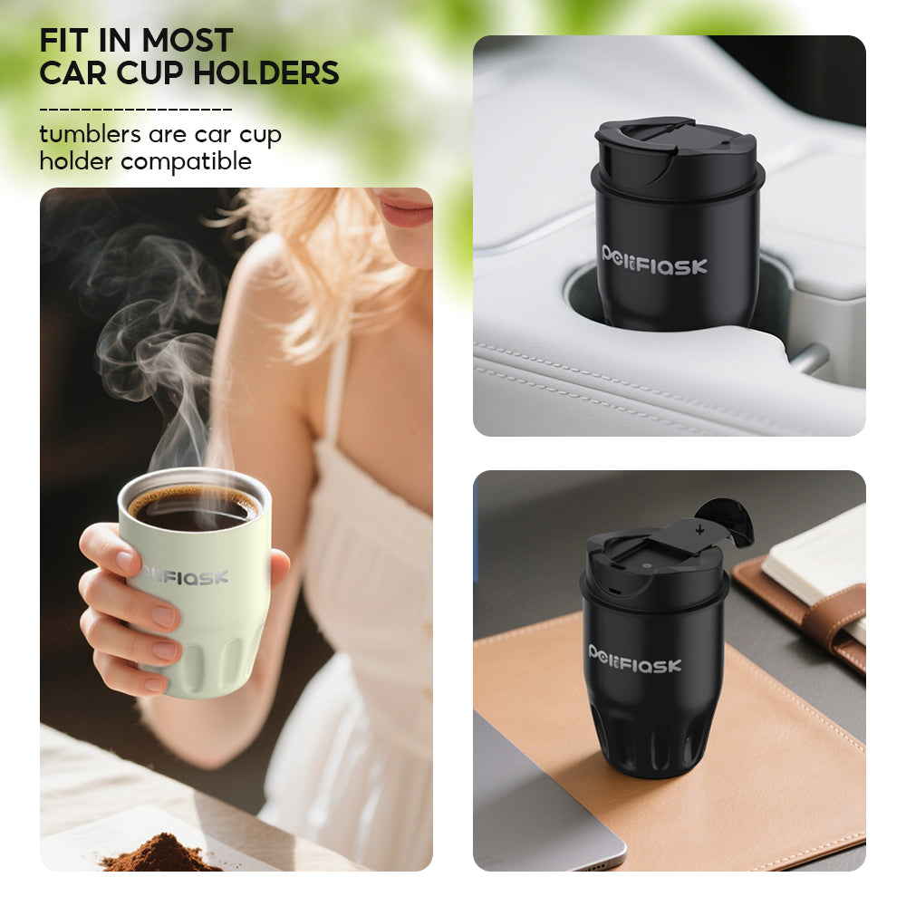 Peliflask 260ml Mini Insulated Coffee Mug with Lid – Stainless Steel Pocket Travel Mug Leakproof