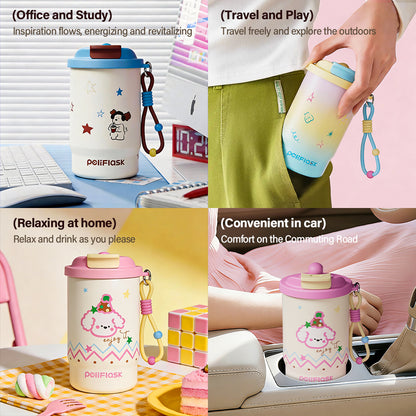 Peliflask Ceramic Liner Coffee Cup with Straw Flask Hot And Cold Tumbler-500ML