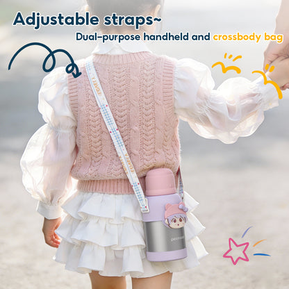 Peliflask 500ml Children's Cartoon Water Kettle Portable Outdoor Kettle Tumbler With Straw And Lid