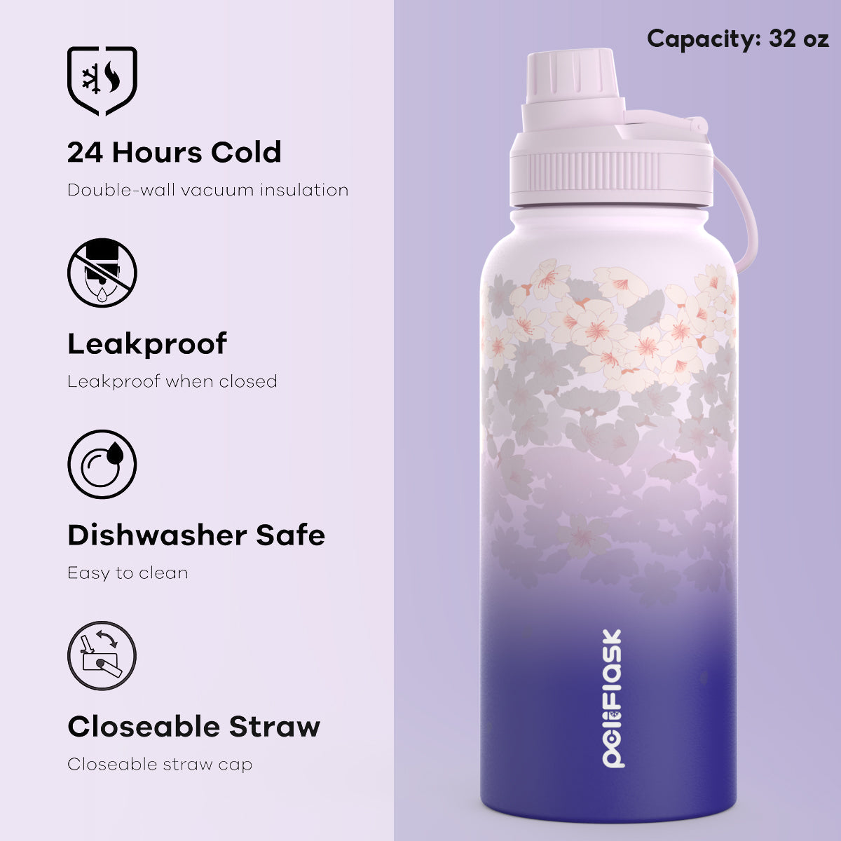 Peliflask Sakura Spring Blossom Tumbler – Aesthetic Vacuum Insulated Water Bottle
