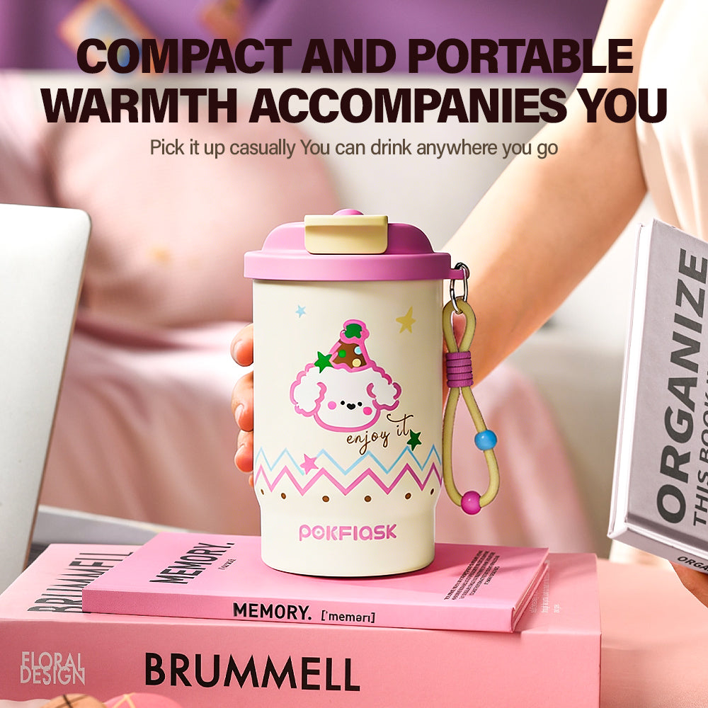 Peliflask Ceramic Liner Coffee Cup with Straw Flask Hot And Cold Tumbler-500ML