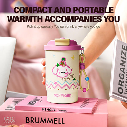 Peliflask Ceramic Liner Coffee Cup with Straw Flask Hot And Cold Tumbler-500ML