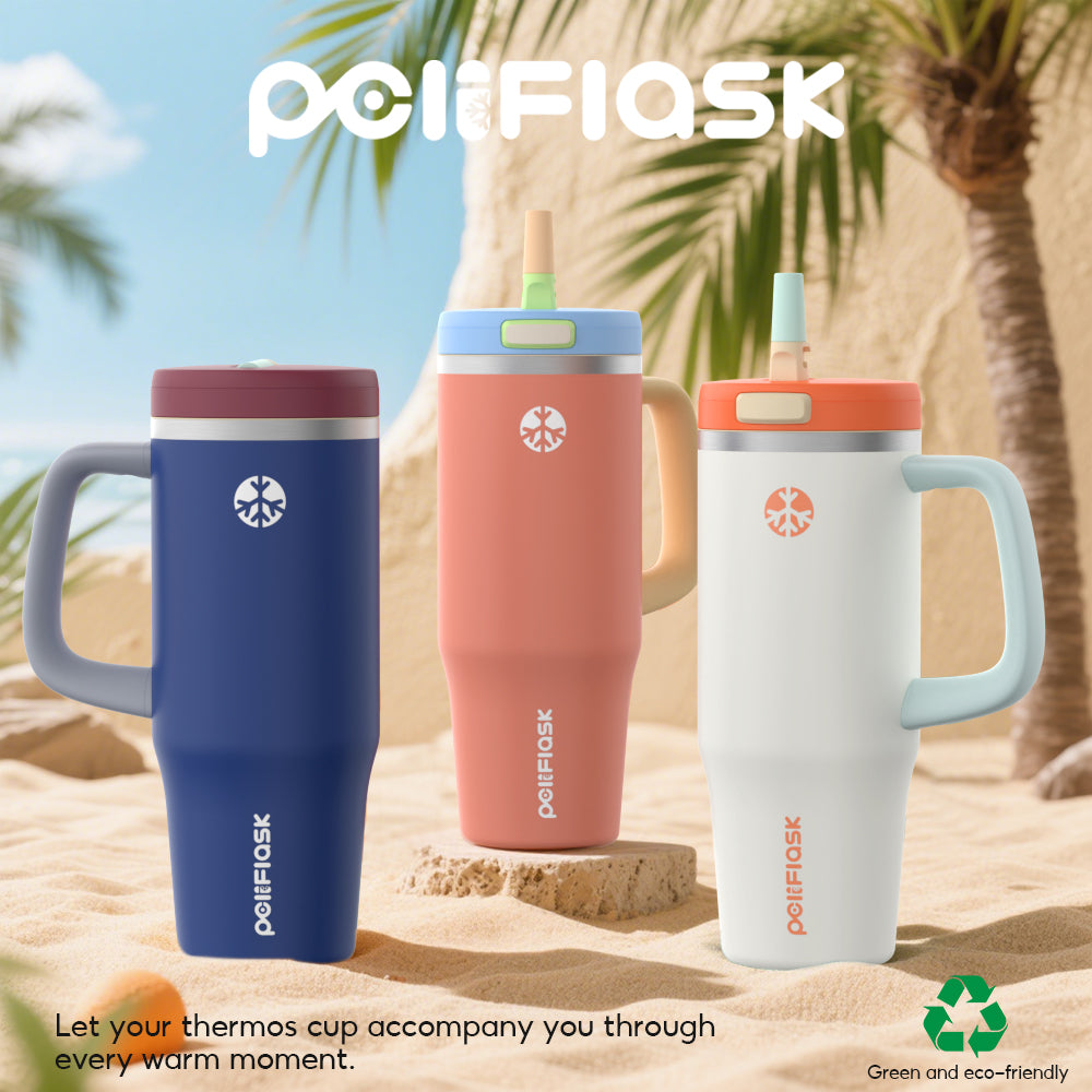 Peliflask 32oz Stainless Steel Insulated Tumbler with Foldable Straw & Handle – Leakproof Travel Cup