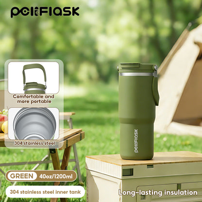 Peliflask 30/40oz Stainless Steel Thermos Portable Double-straw Cup Suitable For Outdoor