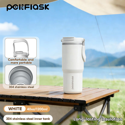 Peliflask 30/40oz Stainless Steel Thermos Portable Double-straw Cup Suitable For Outdoor