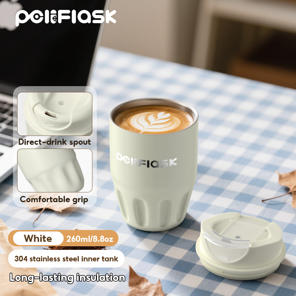 Peliflask 260ml Mini Insulated Coffee Mug with Lid – Stainless Steel Pocket Travel Mug Leakproof