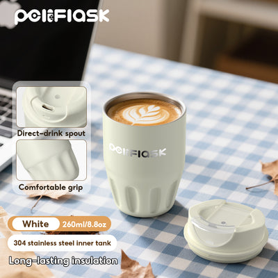 Peliflask 260ml Mini Insulated Coffee Mug with Lid – Stainless Steel Pocket Travel Mug Leakproof
