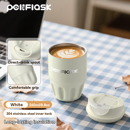 Peliflask 260ml Mini Insulated Coffee Mug with Lid – Stainless Steel Pocket Travel Mug Leakproof