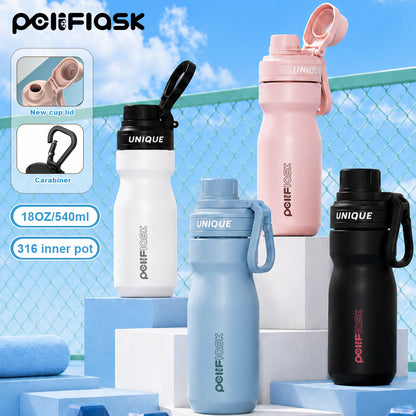 Peliflask 18oz 316 Stainless Steel Insulated Sport Bottle with Foldable Handle – 540ml Portable Travel Water Bottle