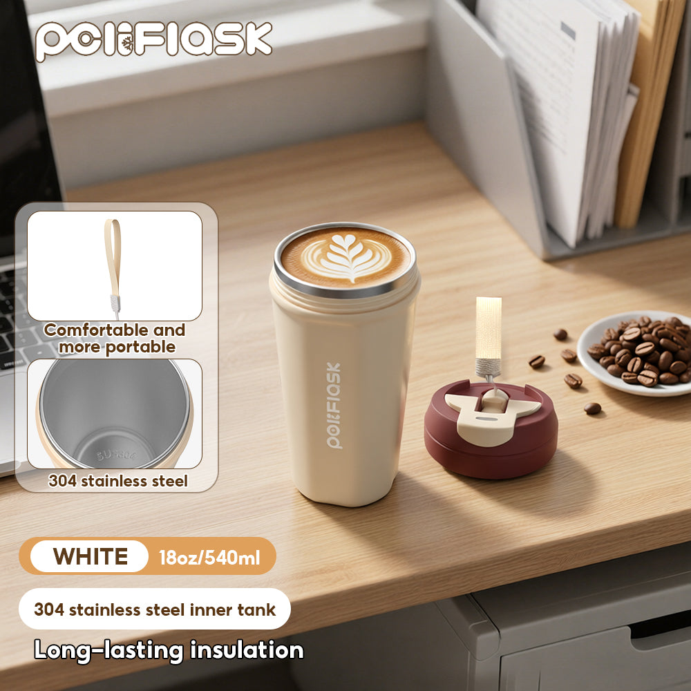 Peliflask 540ml Stainless Steel Coffee Mug – Leakproof Car Tumbler with One-Click Lid (Hot & Cold)
