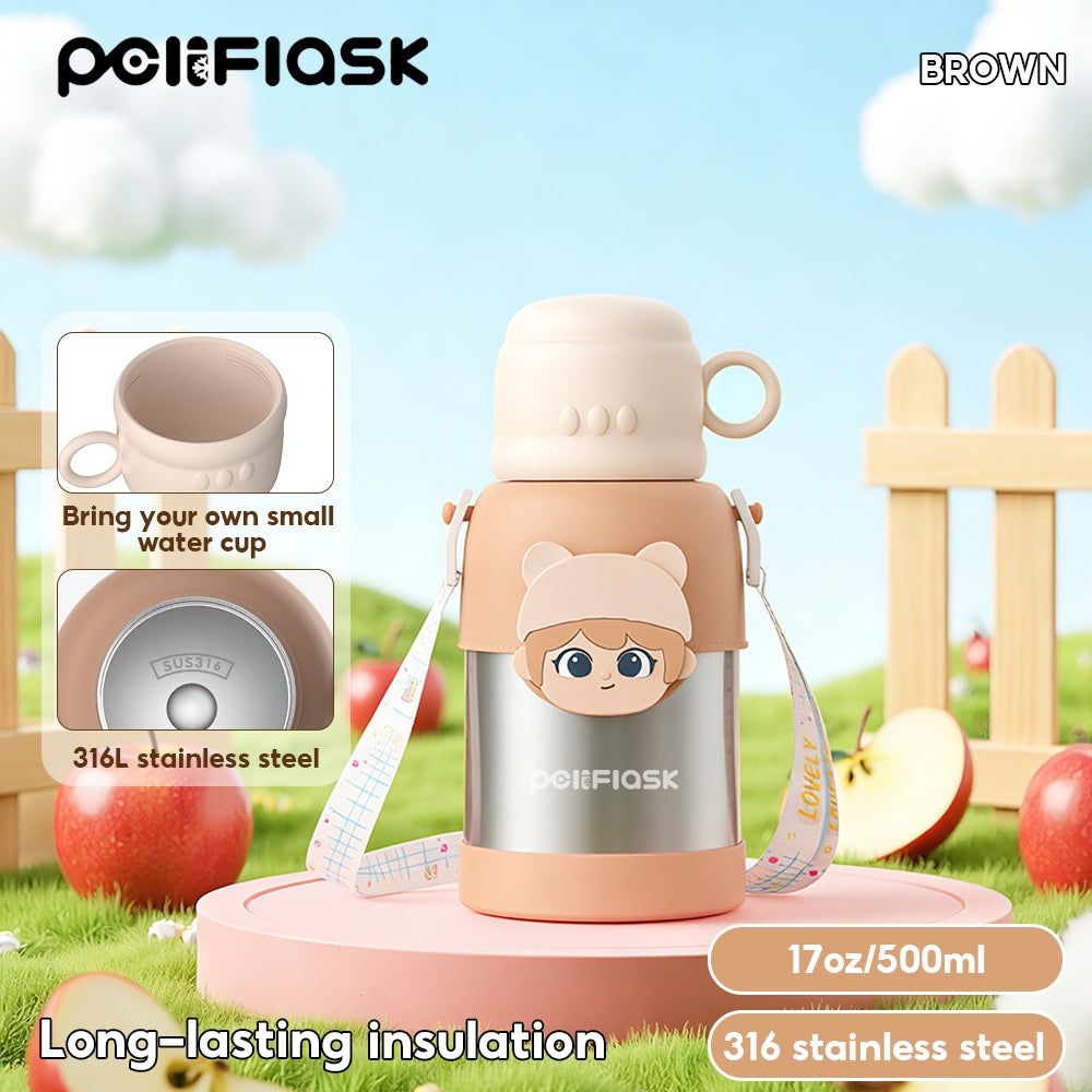 Peliflask 500ml Children's Cartoon Water Kettle Portable Outdoor Kettle Tumbler With Straw And Lid