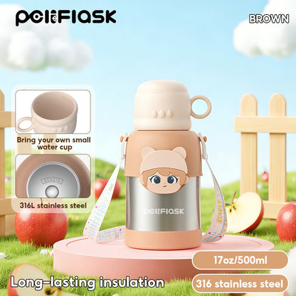 Peliflask 500ml Children's Cartoon Water Kettle Portable Outdoor Kettle Tumbler With Straw And Lid