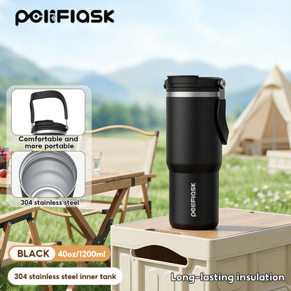 Peliflask 30/40oz Stainless Steel Thermos Portable Double-straw Cup Suitable For Outdoor