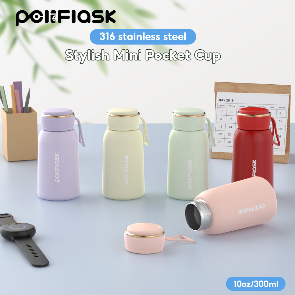 Peliflask 10oz Mini Vacuum Flask Portable Pocket Water Bottle Stainless Steel Cup Hot And Cold