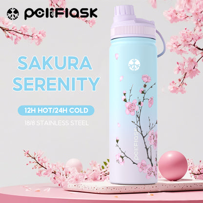 Peliflask Sakura Spring Blossom Tumbler – Aesthetic Vacuum Insulated Water Bottle