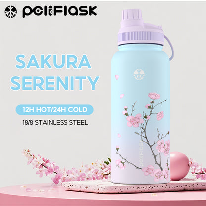 Peliflask Sakura Spring Blossom Tumbler – Aesthetic Vacuum Insulated Water Bottle