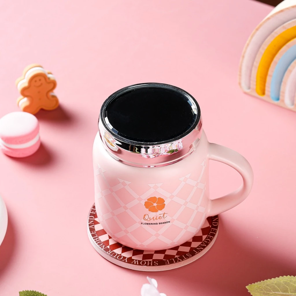 Peliflask 400ML Checkered Mirror Ceramic Mug – Cute Coffee Cup for Office, Breakfast & Daily Use