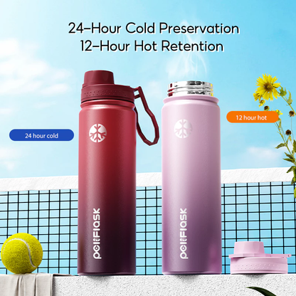 Peliflask Aqua Flask Tumbler 18oz/22oz – Vacuum Insulated Stainless Steel Water Bottle with Spout Lid & Foldable Handle