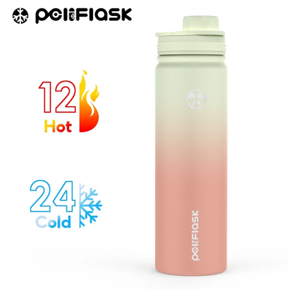 Peliflask Aqua Flask Tumbler 18oz/22oz – Vacuum Insulated Stainless Steel Water Bottle with Spout Lid & Foldable Handle