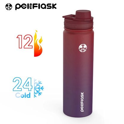 Peliflask Aqua Flask Tumbler 18oz/22oz – Vacuum Insulated Stainless Steel Water Bottle with Spout Lid & Foldable Handle