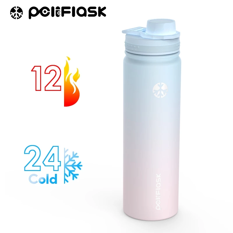 Peliflask Aqua Flask Tumbler 18oz/22oz – Vacuum Insulated Stainless Steel Water Bottle with Spout Lid & Foldable Handle
