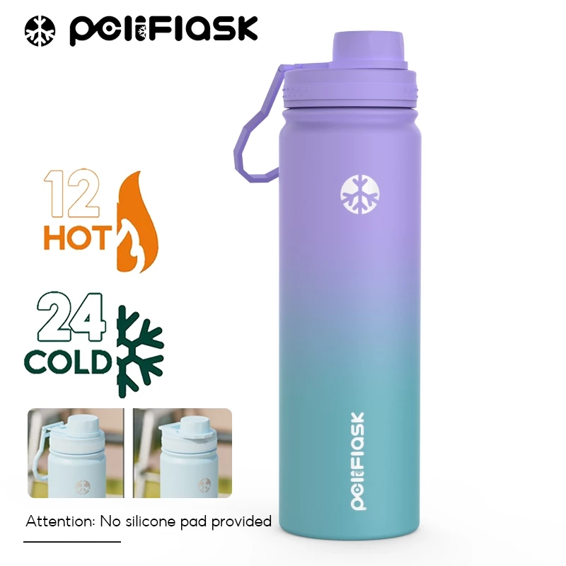 Peliflask Aqua Flask Tumbler 18oz/22oz – Vacuum Insulated Stainless Steel Water Bottle with Spout Lid & Foldable Handle