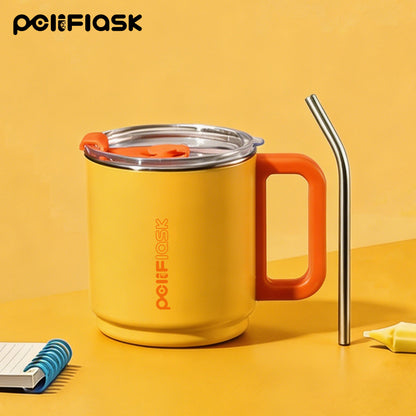 Peliflask 15oz Dopamine Stainless Steel Coffee Mug with Handle & Straw – Insulated Tumbler for Office, Home & Travel