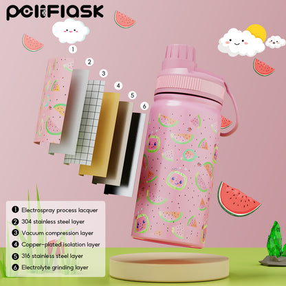 Peliflask 12oz Kids Stainless Steel Water Bottle – Vacuum Insulated Child Tumbler Wide Mouth