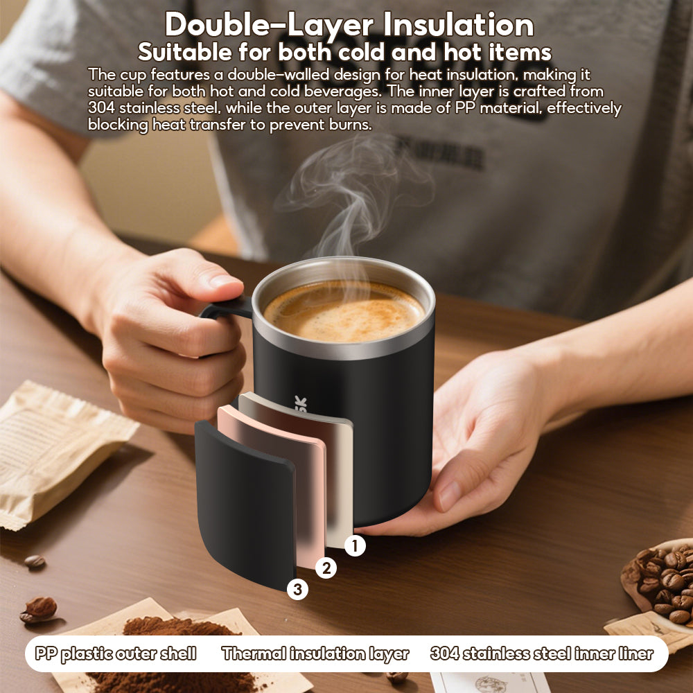 Peliflask 14oz Insulated Coffee Mug with Handle & Lid – Stainless Steel Thermal Cup for Office & Home