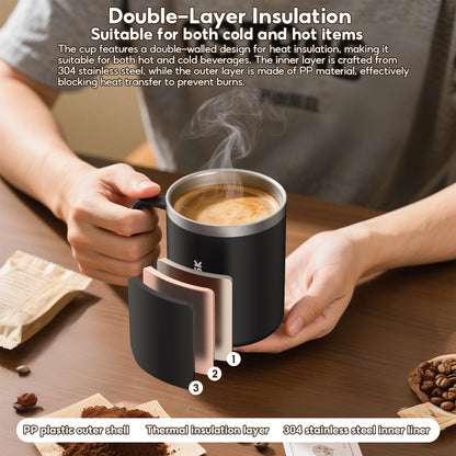 Peliflask 14oz Insulated Coffee Mug with Handle & Lid – Stainless Steel Thermal Cup for Office & Home