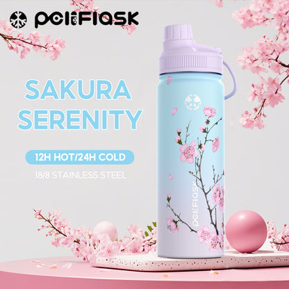 Peliflask Sakura Spring Blossom Tumbler – Aesthetic Vacuum Insulated Water Bottle