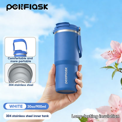 Peliflask 30/40oz Stainless Steel Thermos Portable Double-straw Cup Suitable For Outdoor