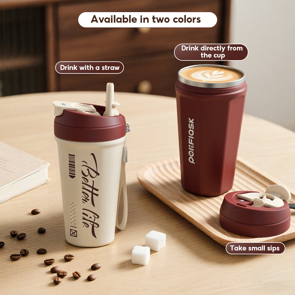 Peliflask 540ml Stainless Steel Coffee Mug – Leakproof Car Tumbler with One-Click Lid (Hot & Cold)