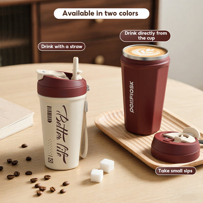 Peliflask 540ml Stainless Steel Coffee Mug – Leakproof Car Tumbler with One-Click Lid (Hot & Cold)