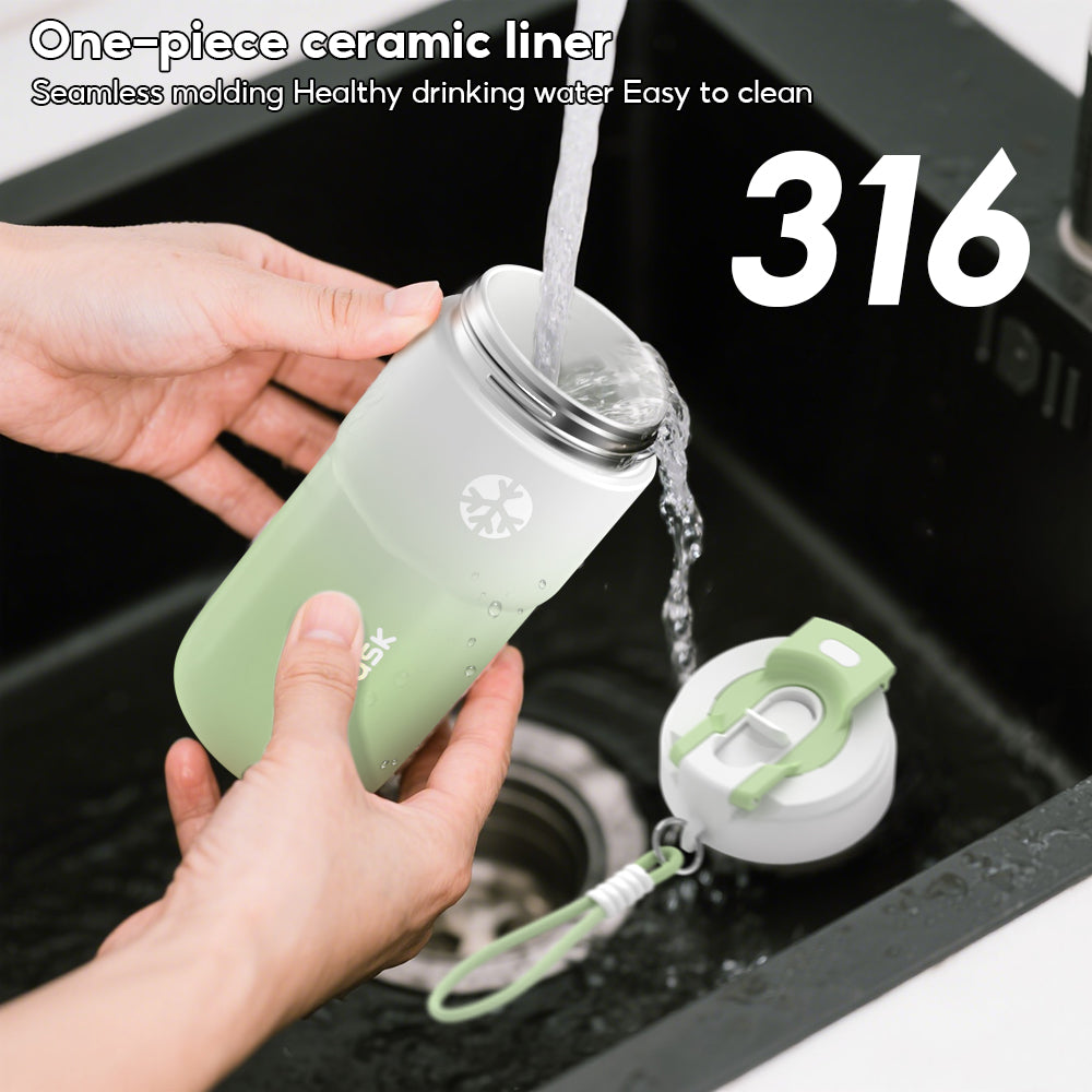 Peliflask Ceramic Lined Insulated Coffee Mug with Lid – 316 Stainless Steel Vacuum Travel Mug 400ml / 550ml