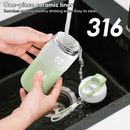 Peliflask Ceramic Lined Insulated Coffee Mug with Lid – 316 Stainless Steel Vacuum Travel Mug 400ml / 550ml