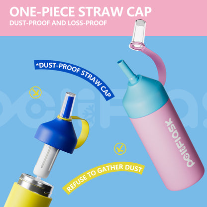 Peliflask 20oz/27oz Insulated Water Bottle with Stainless Steel Straw and Lid Vacuum Insulated