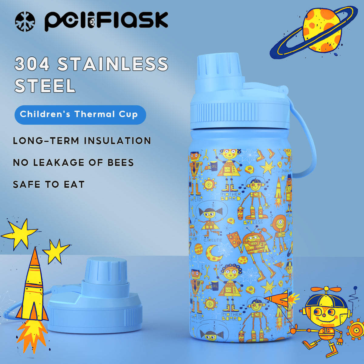 Peliflask 12oz Kids Stainless Steel Water Bottle – Vacuum Insulated Child Tumbler Wide Mouth