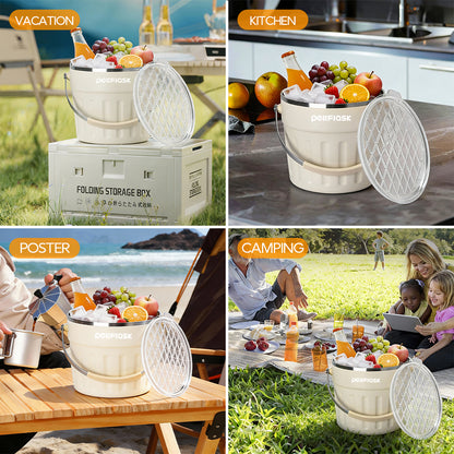 Peliflask 7.7L Large Capacity Stainless Steel Ice Bucket With Ice Shovel/Ice Clamping&Bar