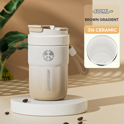 Peliflask Ceramic Lined Insulated Coffee Mug with Lid – 316 Stainless Steel Vacuum Travel Mug 400ml / 550ml
