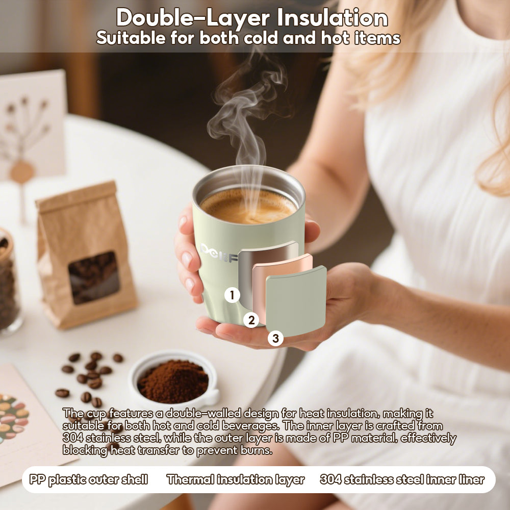 Peliflask 260ml Mini Insulated Coffee Mug with Lid – Stainless Steel Pocket Travel Mug Leakproof