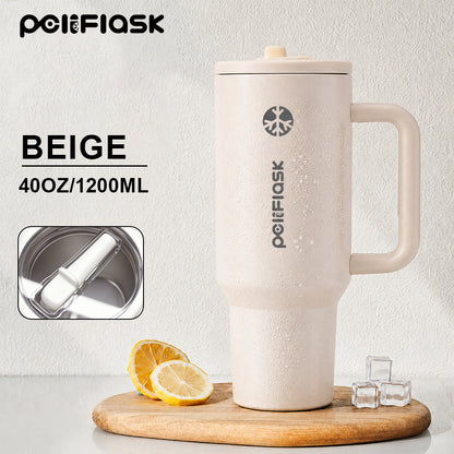 Peliflask 40oz Ice Tyrant Stainless Steel Insulated Tumbler with Handle &amp; Straw Lid – 1200ml Large Capacity Car Cup for Cold &amp; Hot Drinks